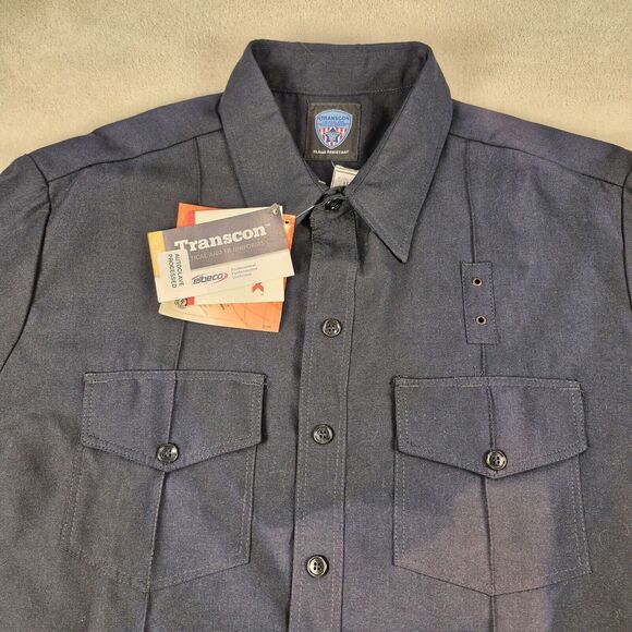 Transcon Tactical Uniform Flame-Resistant Button Down Up Shirt XXL Navy Defects - Picture 5 of 9